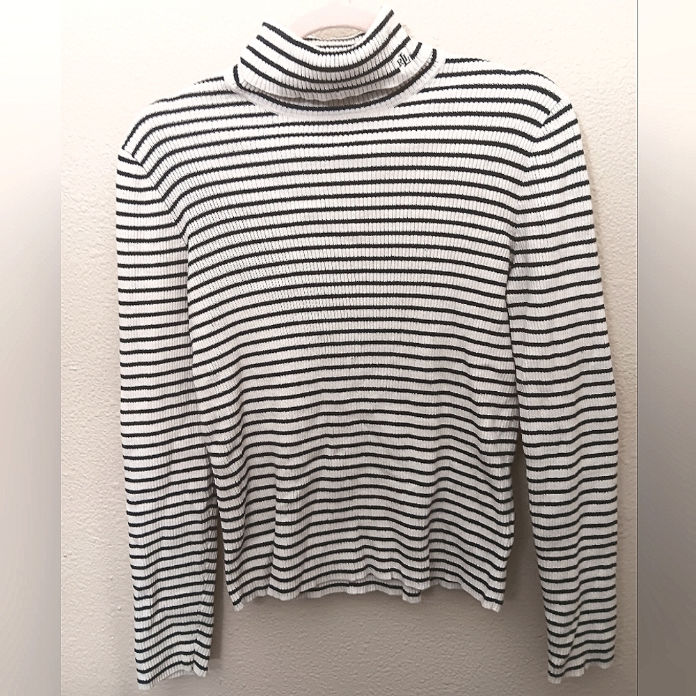RALPH LAUREN Striped Turtleneck Sweater